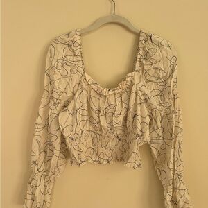 Elegant Beige Patterned Women's Blouse